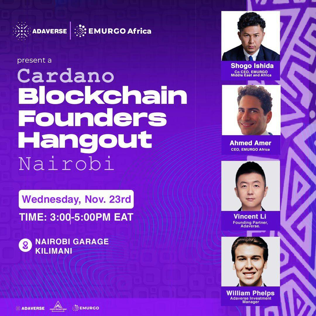 EMURGO Africa’s Adaverse to Hold Blockchain Founders Hangout to Promote Cardano Among Kenyan Startups