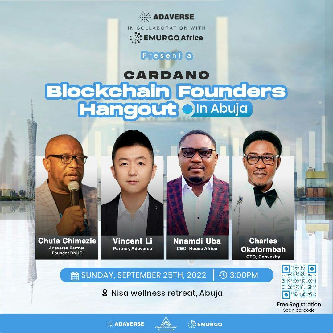 EMURGO Africa’s Adaverse to Host the 3rd Founders Hangout in Abuja to Promote Cardano Blockchain Among Nigerian Entrepreneurs